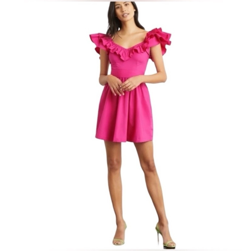 HILLHOUSE Ana Dress Pink Ruffle Mini HILLHOUSE Special edition. - Picture 2 of 7